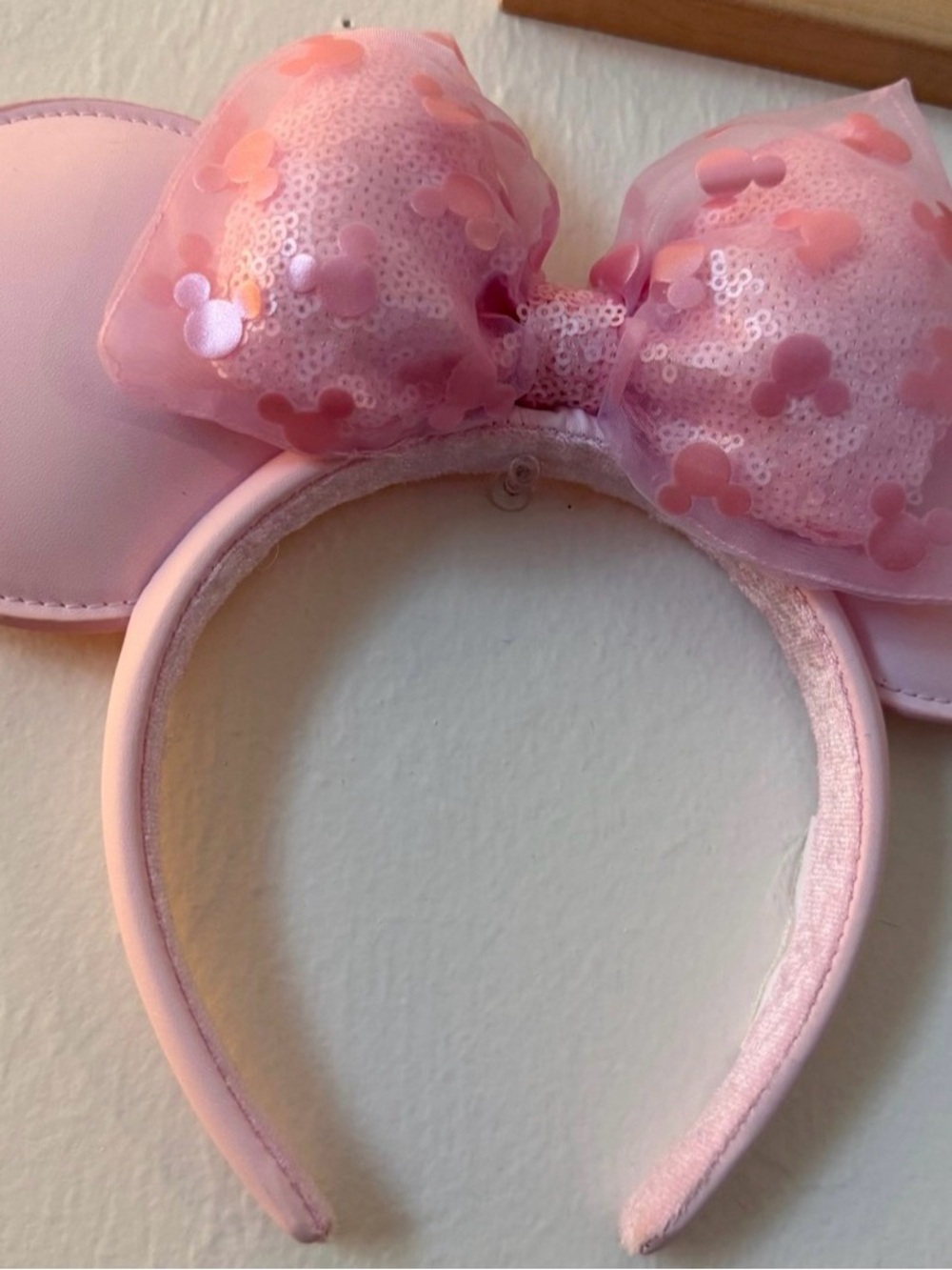Disney Parks Exclusive Pink Leather and Sequin Minnie Ears